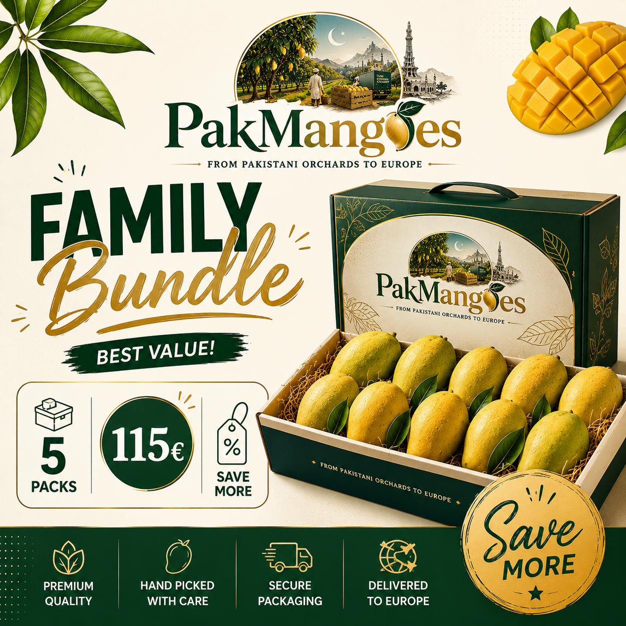 Family Bundle – 5 Mango Boxes (2.7–3.0 kg per box)